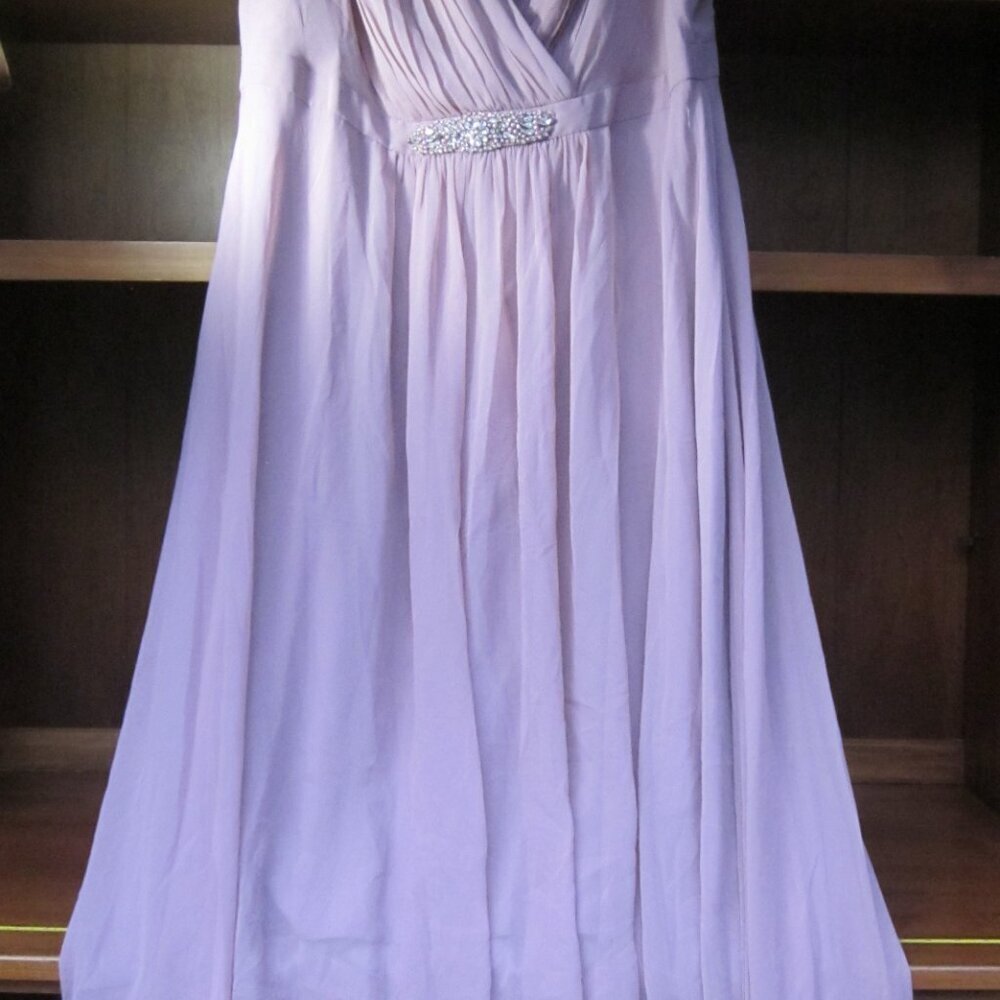 Eliza J Embellished High/Low Chiffon Dress sz 16W NWOT dusk pink fitted hi waist